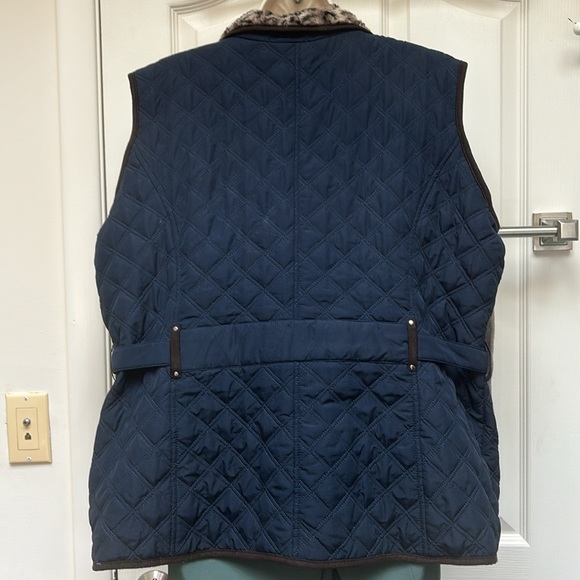 Weatherproof dark blue vest with faux fur - Picture 3 of 7